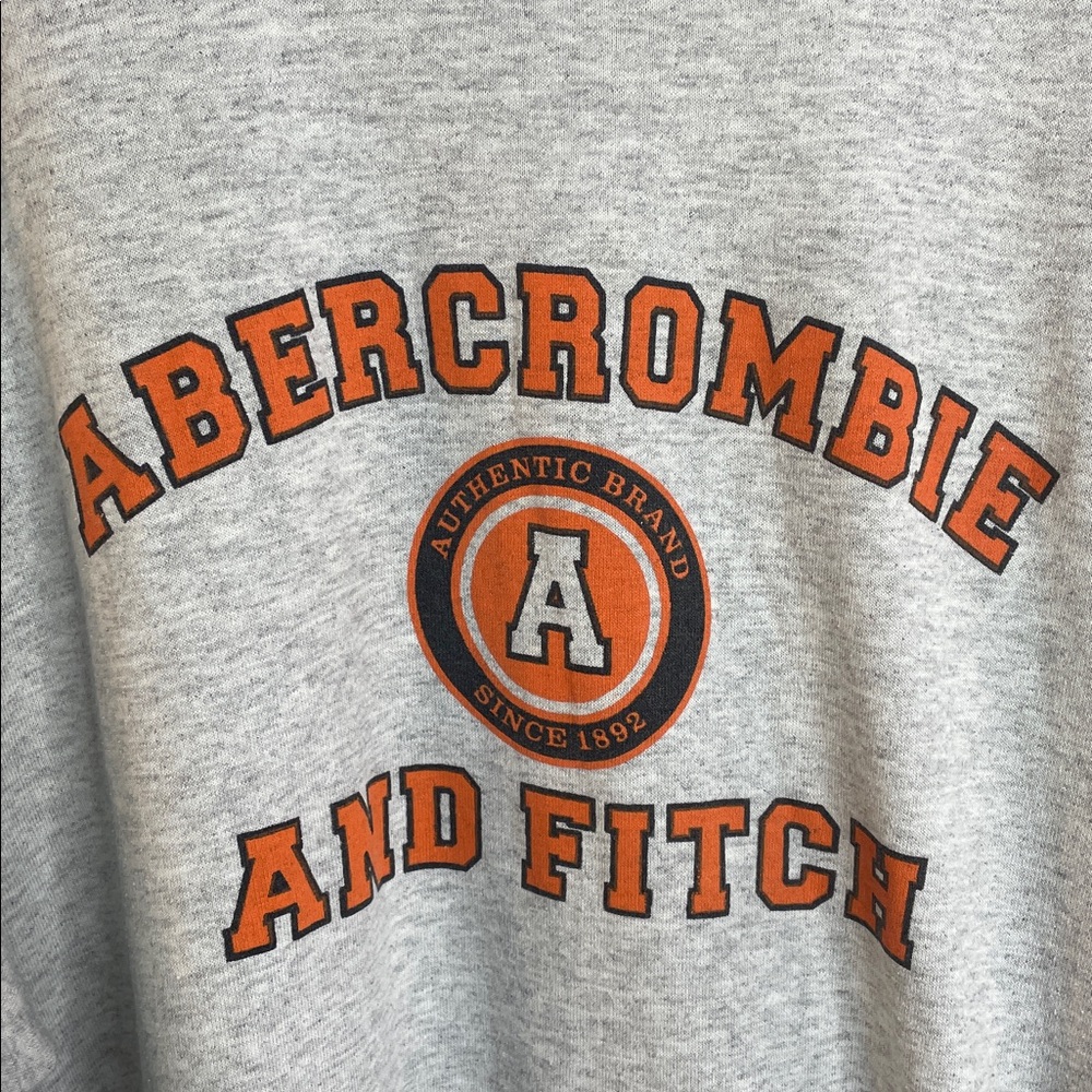 Abercrombie & Fitch Heather Gray Long Sleeve Tee with Orange Logo
